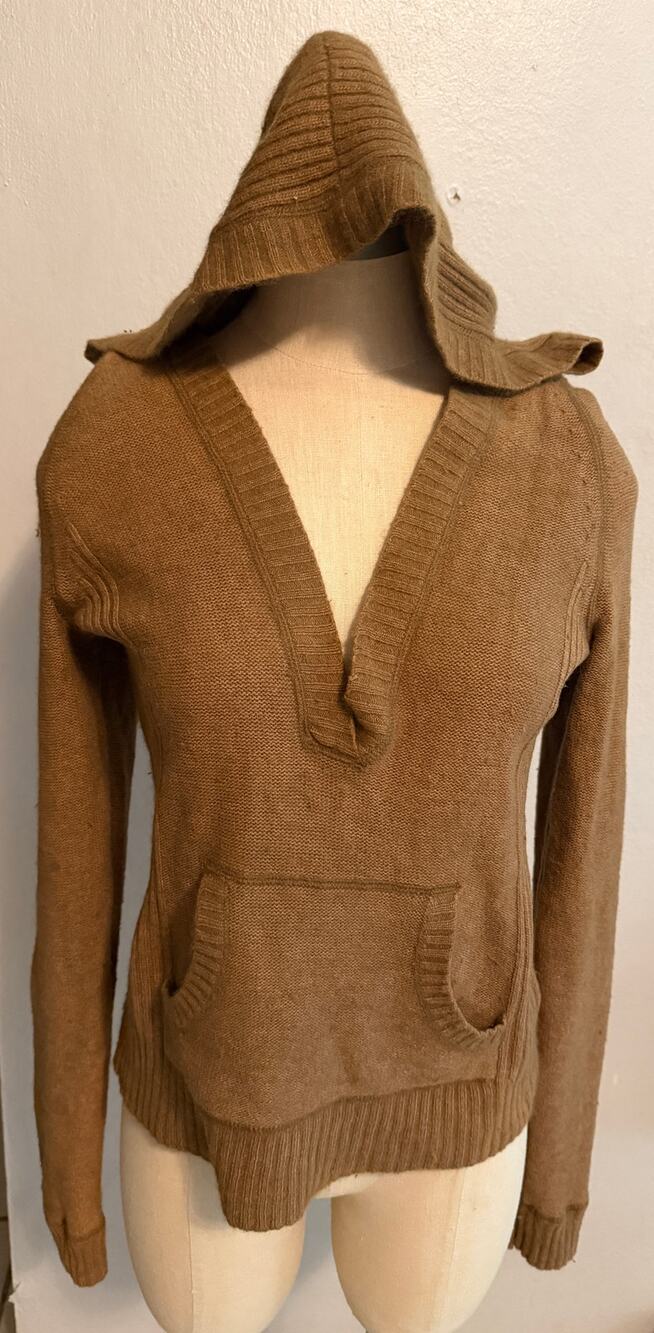 Kaisely Angora Blend Hooded Sweater Size L Brown